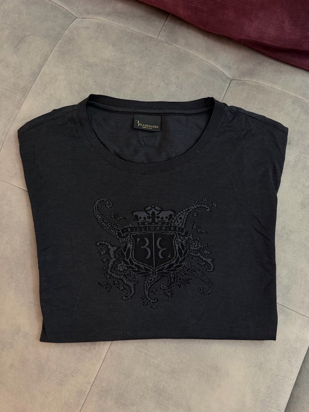 Billionaire by Philip Plein Black Men's Embroidered Crewneck Shirt